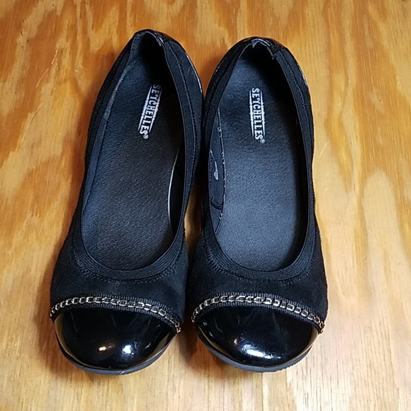 Seychelles black ballet flats faux suede, patent - Picture 2 of 8